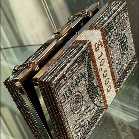 Money Clutch Purse Bling Handbag - Picture 2 of 9